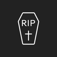 Halloween grave icon. Gravestone vector illustration. Rip tombstone flat icon.