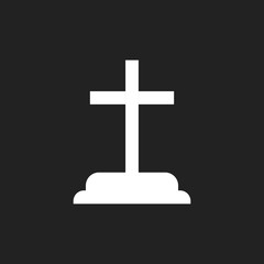 Halloween grave icon. Gravestone vector illustration. Rip tombstone flat icon.