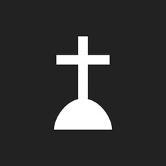 Halloween grave icon. Gravestone vector illustration. Rip tombstone flat icon.