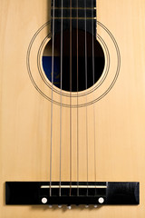 Obraz premium Horizontal detail of the fret board of a guitar
