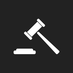 Auction hammer vector icon. Court tribunal flat icon.