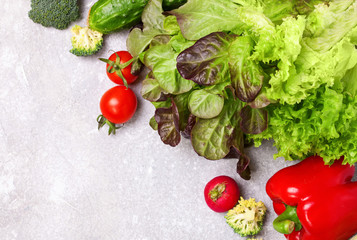 Fresh vegetables on a table. Healthy food. Selective focus. Copy space