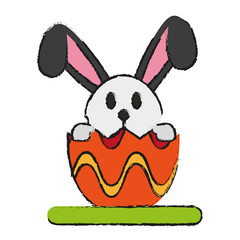 bunny or rabbit with decorated egg easter related icon image