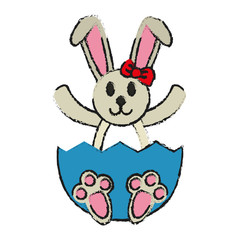 bunny or rabbit with decorated egg easter related icon image