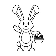 Fototapeta na wymiar bunny or rabbit with egg and basket easter related icon image