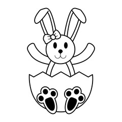 bunny or rabbit with decorated egg easter related icon image