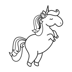 cartoon unicorn icon over white background vector illustration