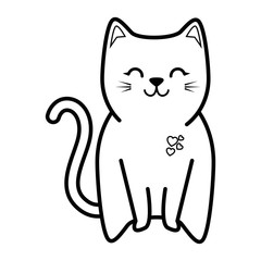 cute cat icon over white background vector illustration