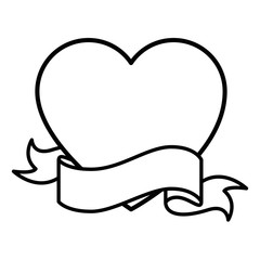 heart with decorative ribbon icon over white background vector illustration