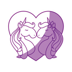 heart with unicorns icon over white background vector illustration