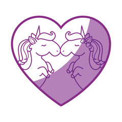 heart with unicorns icon over white background vector illustration