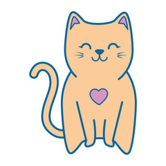 cute kitty icon over white background colorful design vector illustration