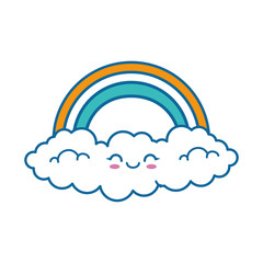 rainbow with clouds  icon over white background colorful design vector illustration