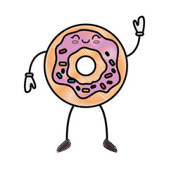 kawaii donut icon over white background colorful design vector illustration
