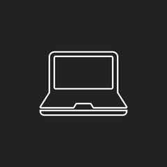 Computer notebook vector illustration in line style. Monitor flat icon.