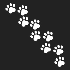 Paw print vector icon. Dog or cat pawprint illustration. Animal silhouette.