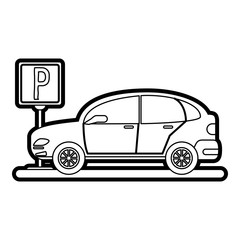 car and street sign vector illustration