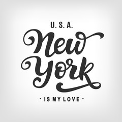New York City Typography with hand written modern calligraphy