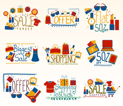 Different Shopping Sale Offer composition for advertisement Promotion