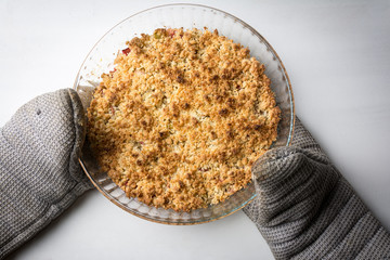 Homemade rhubarb pie