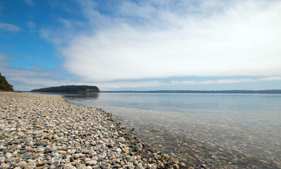 Shine Tidelands State Park shoreline of Bywater Bay near Port Ludlow in the Puget Sound in...