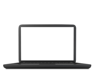 Modern Laptop PC with blank LCD screen isolated on white background -3D rendering, mock up template