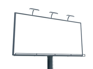 3D rendering of blank billboard (empty advertisement) isolated on white background