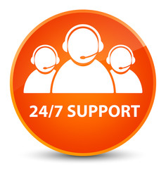 24/7 Support (customer care team icon) elegant orange round button