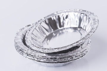 Aluminum foil tray on white