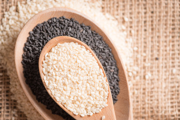 Sesame seeds close up macro shot