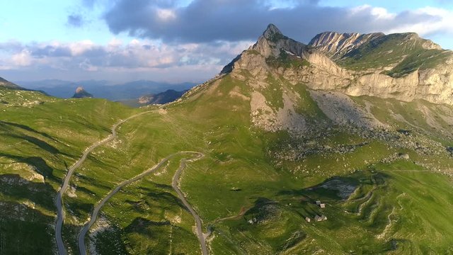 Flying in the mountains of Durmitor national park, Montenegro.