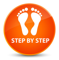 Step by step (footprint icon) elegant orange round button
