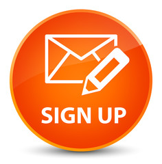 Sign up (edit mail icon) elegant orange round button