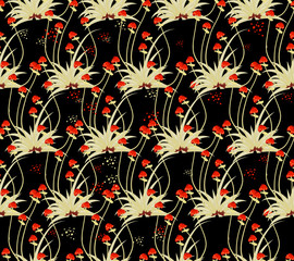 Magic abstract  mushrooms pattern seamless . Flat style for web vector illustration