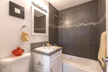 Model homes always show off beautiful bathrooms with clever design