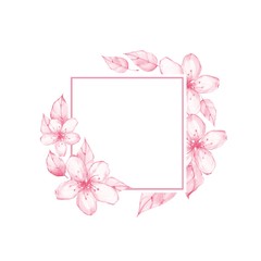 Watercolor floral frame 10. Element for design. Watercolor background with delicate flowers