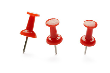Push pins isolated on white background.