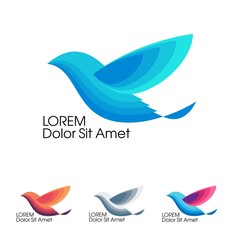 Bird in flight, trendy minimalistic template design for logos, emblems, symbols.