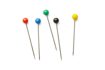 Push pins isolated on white background.