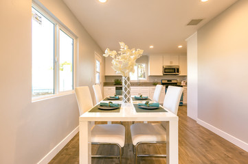 Kitchen table in a model home in southern California
