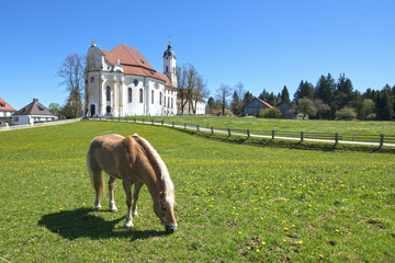 GERMANY, BAVARIA, The church of Wies in Bavaria is a favorite destination for pilgrims and an outstanding example of baroque architecture. It is declared 