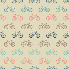Vintage colorful bicycle seamless pattern
