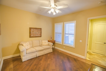 Living room in model home in southern California ready for a real estate shoot
