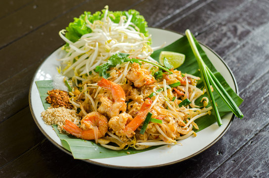 Thai Fried Noodles "Pad Thai" with shrimp and vegetables