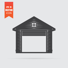Garage icon in flat style isolated on grey background.