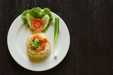 Thai food Fried rice with shrimp.