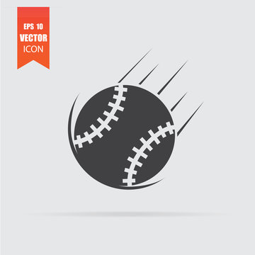 Baseball icon in flat style isolated on grey background.