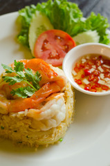 Thai food Fried rice with shrimp.