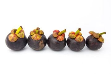 Mango-steen tropical fruit isolated on white background