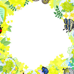 The frame that is made with yellow flower objects